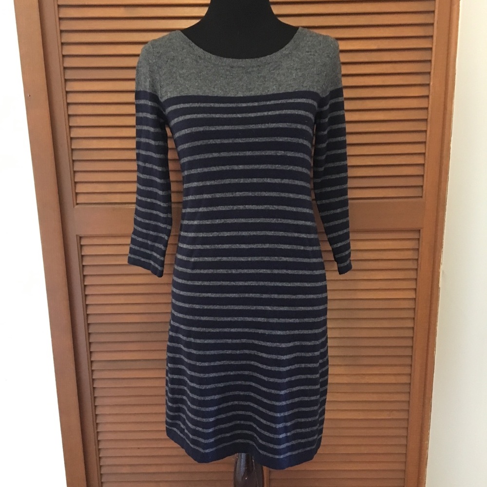 Banana Republic navy blue & gray sweater dress S